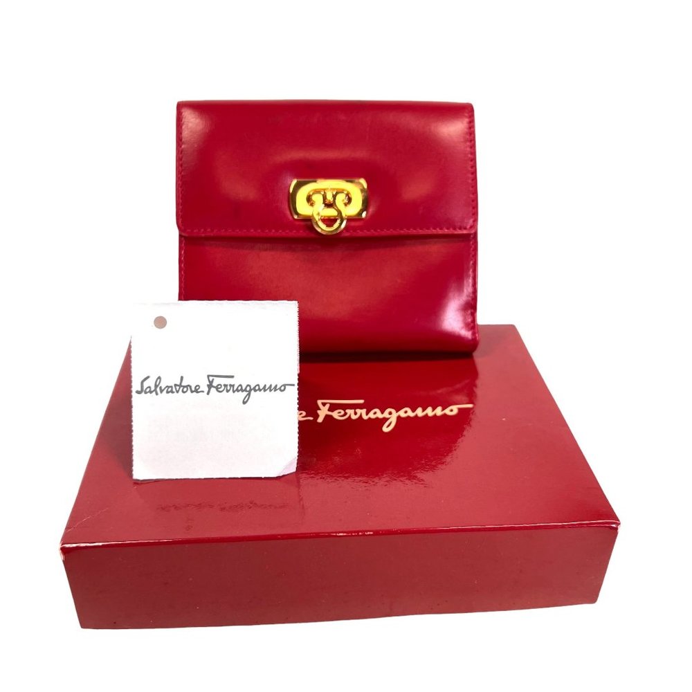 Authentic Salvatore Ferragamo Wallet Gancini Bifold Leather Vintage